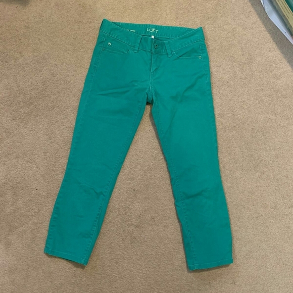 LOFT Green Modern Crop Pants - Picture 2 of 4